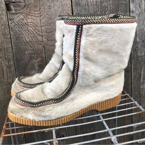 Vintage 60s-70s Penney’s Faux Fur Moc Toe Mukluk Boots Size 7